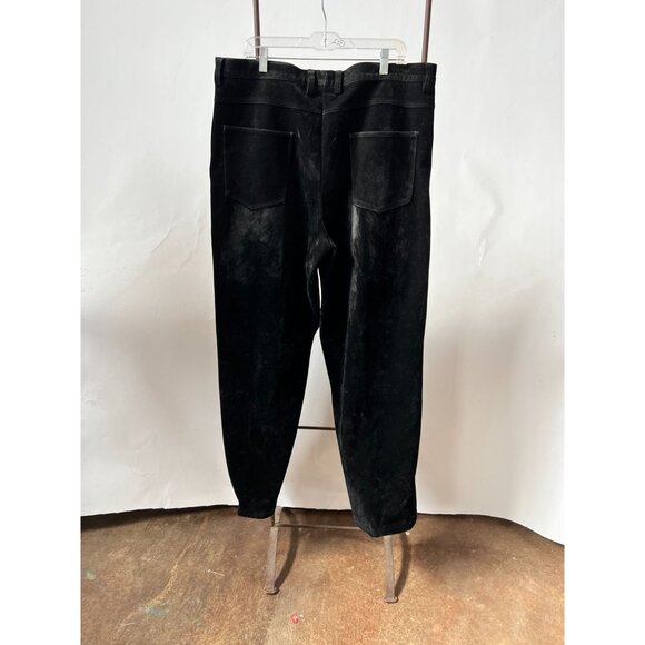 Black faux suede Pants By Virgola Uomo 40 100% Polyester Made In Korea - Picture 14 of 16